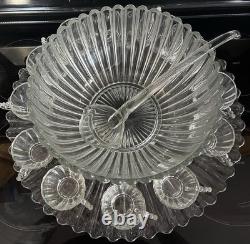 VTG Manganese Glass Heisey Crystolite Punch Bowl Set Underplate, Ladle & 12 Cups