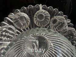 VTG Manganese Glass Heisey Crystolite Punch Bowl Set Underplate, Ladle & 12 Cups