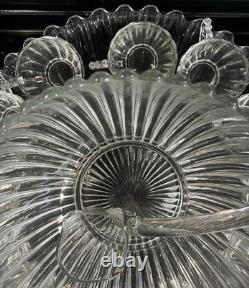 VTG Manganese Glass Heisey Crystolite Punch Bowl Set Underplate, Ladle & 12 Cups