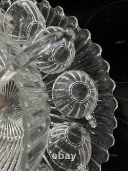 VTG Manganese Glass Heisey Crystolite Punch Bowl Set Underplate, Ladle & 12 Cups