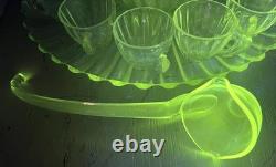 VTG Manganese Glass Heisey Crystolite Punch Bowl Set Underplate, Ladle & 12 Cups