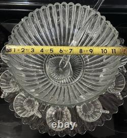 VTG Manganese Glass Heisey Crystolite Punch Bowl Set Underplate, Ladle & 12 Cups