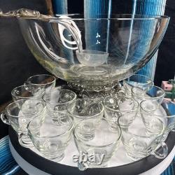 VTG PITMAN-DREITZER 15pc Punch Bowl Ornate Stand, Ladle, 12 Cups