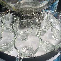 VTG PITMAN-DREITZER 15pc Punch Bowl Ornate Stand, Ladle, 12 Cups