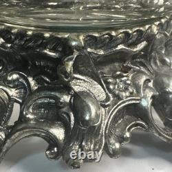 VTG PITMAN-DREITZER 15pc Punch Bowl Ornate Stand, Ladle, 12 Cups