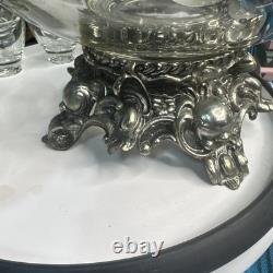 VTG PITMAN-DREITZER 15pc Punch Bowl Ornate Stand, Ladle, 12 Cups