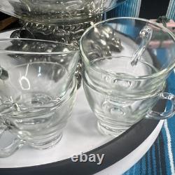 VTG PITMAN-DREITZER 15pc Punch Bowl Ornate Stand, Ladle, 12 Cups