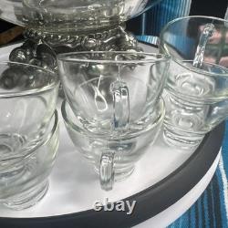 VTG PITMAN-DREITZER 15pc Punch Bowl Ornate Stand, Ladle, 12 Cups