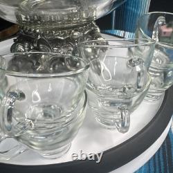 VTG PITMAN-DREITZER 15pc Punch Bowl Ornate Stand, Ladle, 12 Cups