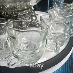 VTG PITMAN-DREITZER 15pc Punch Bowl Ornate Stand, Ladle, 12 Cups