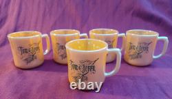 VTG Peach Luster Punch Bowl Stand & Mugs (10) Tom & Jerry Fire King