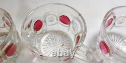 VTG TIFFIN Moon and Stars Pattern Glass PUNCH BOWL Set Ladle-12 cups-Glass Tray