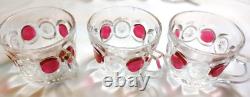 VTG TIFFIN Moon and Stars Pattern Glass PUNCH BOWL Set Ladle-12 cups-Glass Tray