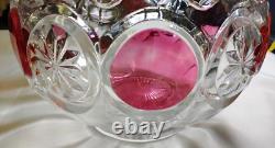 VTG TIFFIN Moon and Stars Pattern Glass PUNCH BOWL Set Ladle-12 cups-Glass Tray