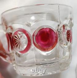 VTG TIFFIN Moon and Stars Pattern Glass PUNCH BOWL Set Ladle-12 cups-Glass Tray