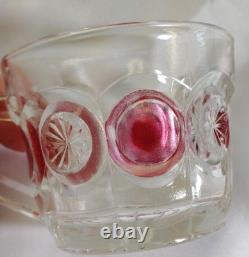 VTG TIFFIN Moon and Stars Pattern Glass PUNCH BOWL Set Ladle-12 cups-Glass Tray