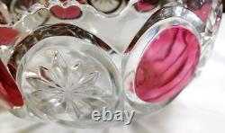 VTG TIFFIN Moon and Stars Pattern Glass PUNCH BOWL Set Ladle-12 cups-Glass Tray