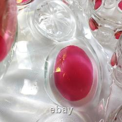 VTG TIFFIN Moon and Stars Pattern Glass PUNCH BOWL Set Ladle-12 cups-Glass Tray