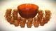 VTG Tiara Indiana Glass Amber Sandwich Pattern Punch Bowl 12 Cups