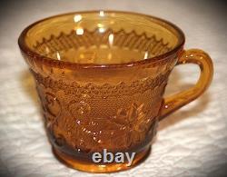 VTG Tiara Indiana Glass Amber Sandwich Pattern Punch Bowl 12 Cups