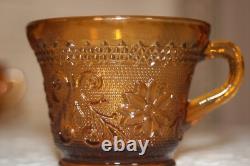 VTG Tiara Indiana Glass Amber Sandwich Pattern Punch Bowl 12 Cups