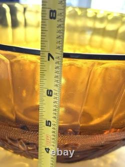 VTG Tiara Indiana Glass Amber Sandwich Pattern Punch Bowl 12 Cups Ladle OrgBox