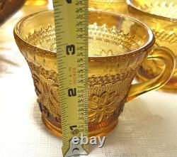 VTG Tiara Indiana Glass Amber Sandwich Pattern Punch Bowl 12 Cups Ladle OrgBox
