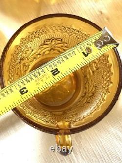 VTG Tiara Indiana Glass Amber Sandwich Pattern Punch Bowl 12 Cups Ladle OrgBox
