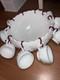 VTG Westmoreland Milk Glass Punch Bowl 11 Cups With Hooks Grape / Pineapple Motif