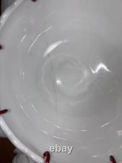 VTG Westmoreland Milk Glass Punch Bowl 11 Cups With Hooks Grape / Pineapple Motif