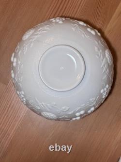VTG Westmoreland Milk Glass Punch Bowl 11 Cups With Hooks Grape / Pineapple Motif