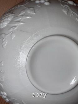 VTG Westmoreland Milk Glass Punch Bowl 11 Cups With Hooks Grape / Pineapple Motif