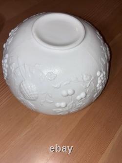 VTG Westmoreland Milk Glass Punch Bowl 11 Cups With Hooks Grape / Pineapple Motif