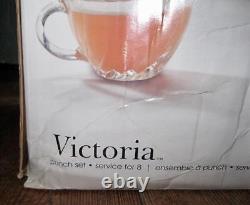 Victoria Punch Bowl Set Anchor Hocking Platinum Collection Mid Century Modern O