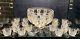 Victorian EAPG Clover Pattern Punch Bowl With Cups