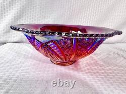 Vintage 10 Piece Indiana Carnival Glass Sunset Red Heirloom Punch Set