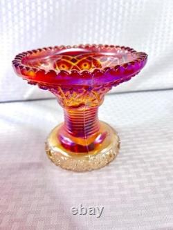 Vintage 10 Piece Indiana Carnival Glass Sunset Red Heirloom Punch Set