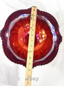 Vintage 10 Piece Indiana Carnival Glass Sunset Red Heirloom Punch Set