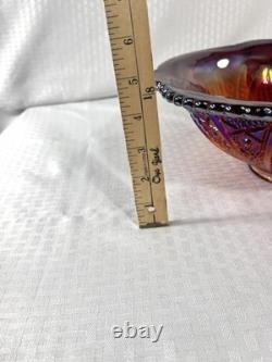 Vintage 10 Piece Indiana Carnival Glass Sunset Red Heirloom Punch Set