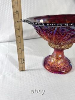 Vintage 10 Piece Indiana Carnival Glass Sunset Red Heirloom Punch Set