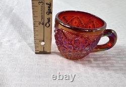 Vintage 10 Piece Indiana Carnival Glass Sunset Red Heirloom Punch Set