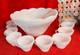 Vintage 12 Piece White Milk Glass Punch Bowl with 10 Cups & Dipper