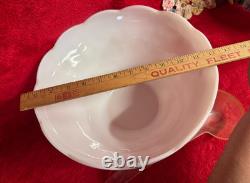 Vintage 12 Piece White Milk Glass Punch Bowl with 10 Cups & Dipper