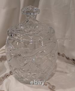 Vintage 13.5 Polish Crystal Lidded Punch Bowl with Ladle-One of a kind piece