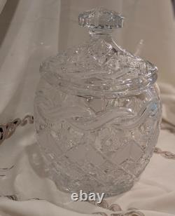 Vintage 13.5 Polish Crystal Lidded Punch Bowl with Ladle-One of a kind piece