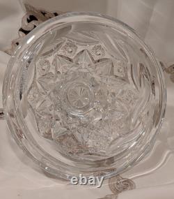Vintage 13.5 Polish Crystal Lidded Punch Bowl with Ladle-One of a kind piece