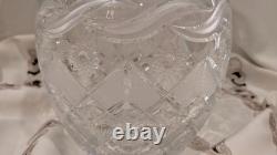 Vintage 13.5 Polish Crystal Lidded Punch Bowl with Ladle-One of a kind piece
