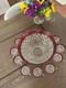 Vintage 13 Pc Ruby Red punch bowl with cups