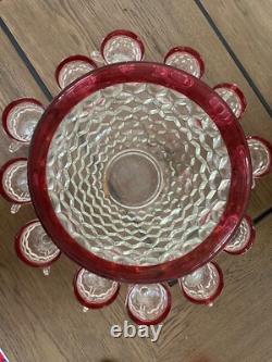 Vintage 13 Pc Ruby Red punch bowl with cups