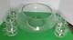 Vintage 13 Piece Riekes Crisa Moderno Cut Top Punch Bowl, Cups 2 Chips